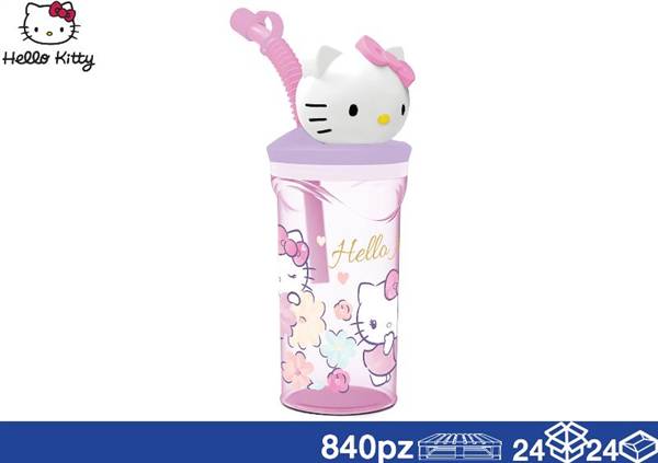 EOL BICCHIERE 3D C/CANN 360ML HELLO KITT 