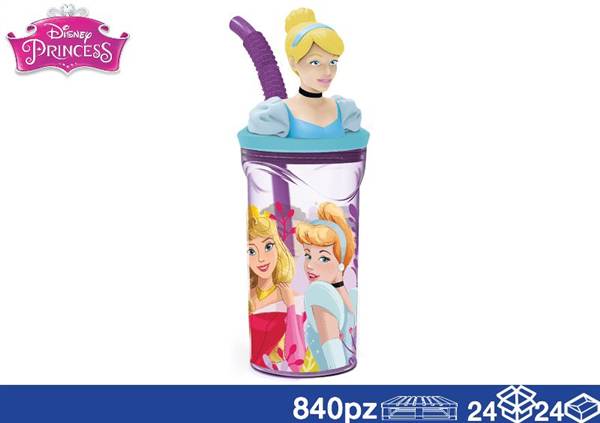 EOL BICCHIERE 3D C/CANN 360ML PRINCESS 