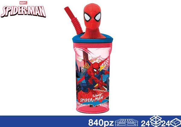 EOL BICCHIERE 3D C/CANN 360ML SPIDERMAN 