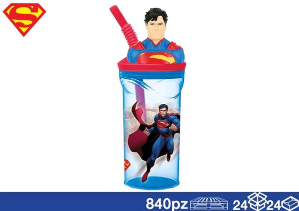 EOL BICCHIERE 3D C/CANN 360ML SUPERMAN 