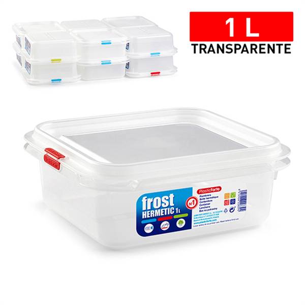 PLASTICFORTE CONTENITORE FROST 1LT QUADR BASSO TRASPARENTE N°1
