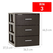 PLASTICFORTE CASSETTIERA 3CASS RATTAN WENGUE