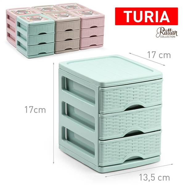PLASTICFORTE CASSETTIERA 3CASS TURIA VIM SURTIDO VRM