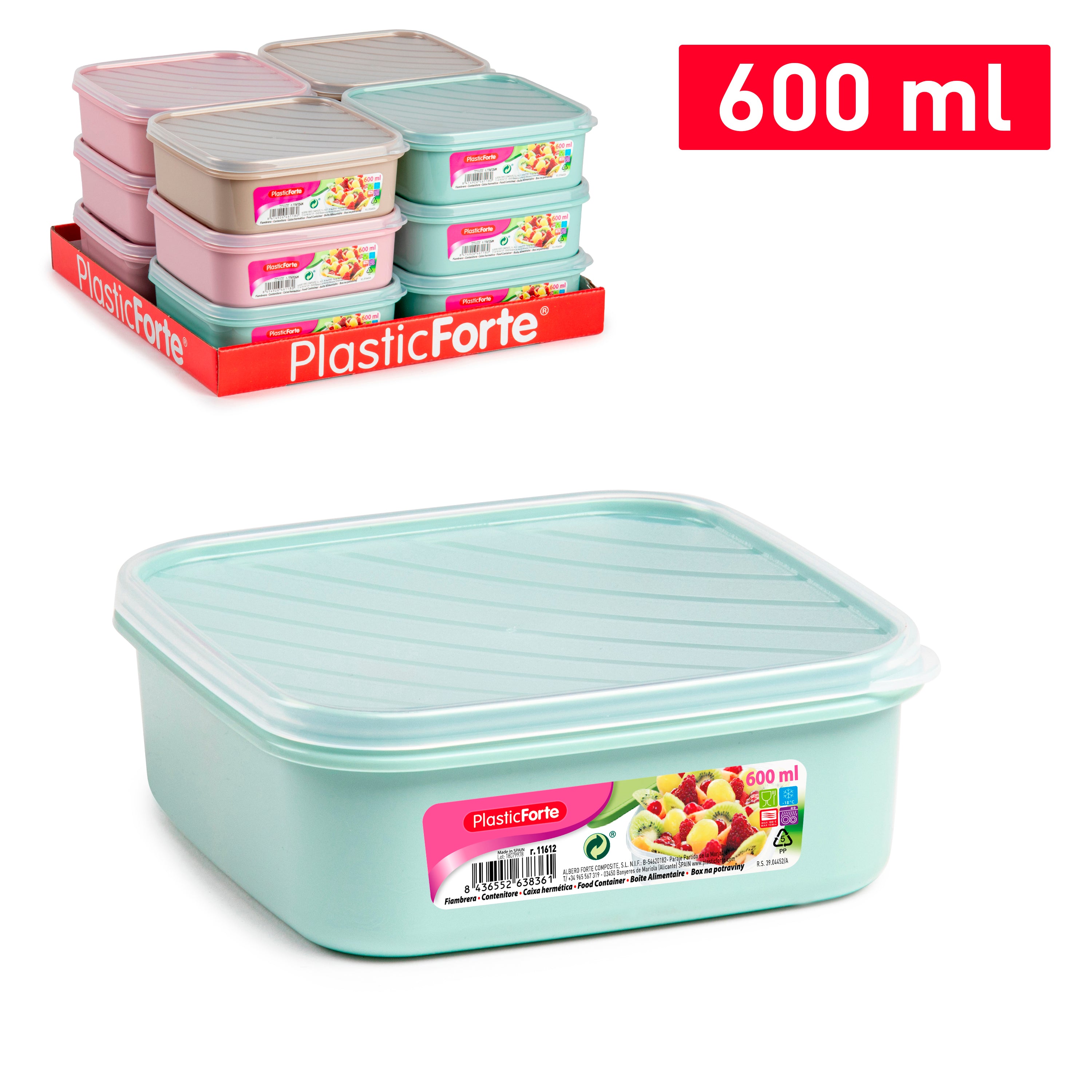 PLASTICFORTE CONTENITORE 600ML BASSO QUA SURT VRM COMBI