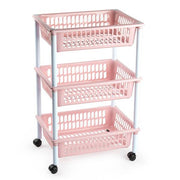 PLASTICFORTE CARRELLO A 3 PIANI ROSA 