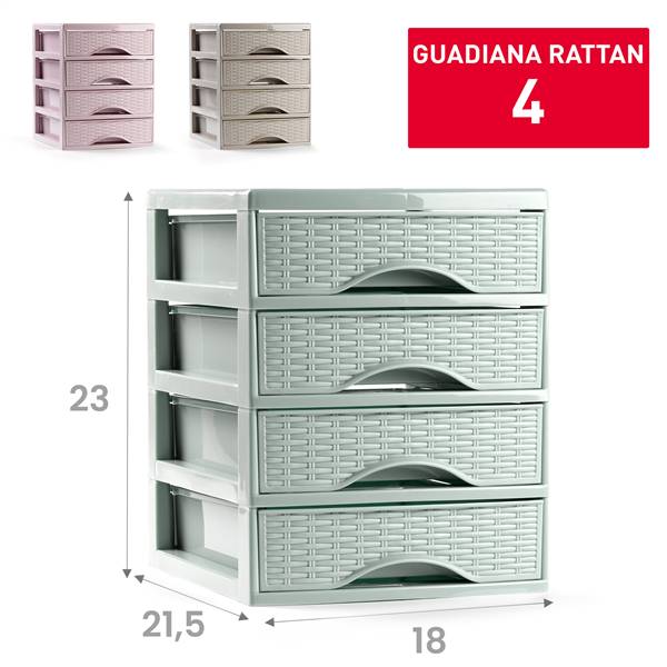 PLASTICFORTE CASSETTIERA GUADIANA 4CASS RATTAN