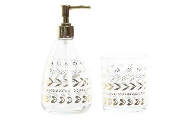 ITEM SET BAGNO 2PZ CRISTALLO FOGLIE DORA 