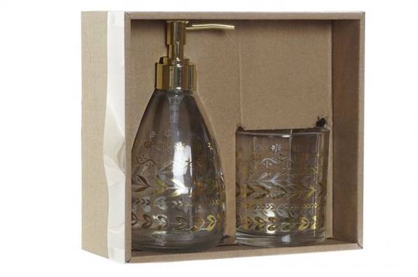 ITEM SET BAGNO 2PZ CRISTALLO FOGLIE DORA 