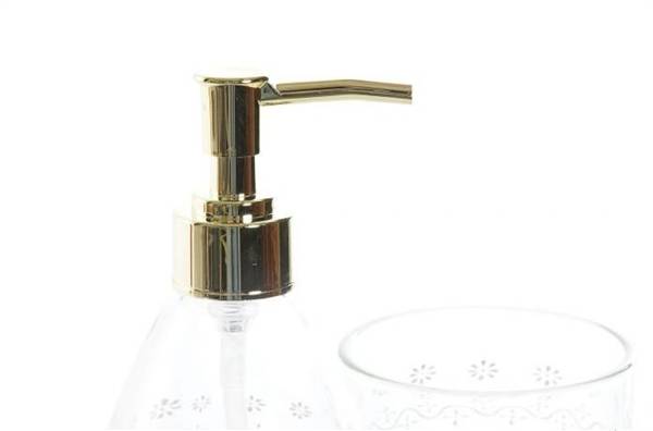 ITEM SET BAGNO 2PZ CRISTALLO FOGLIE DORA 