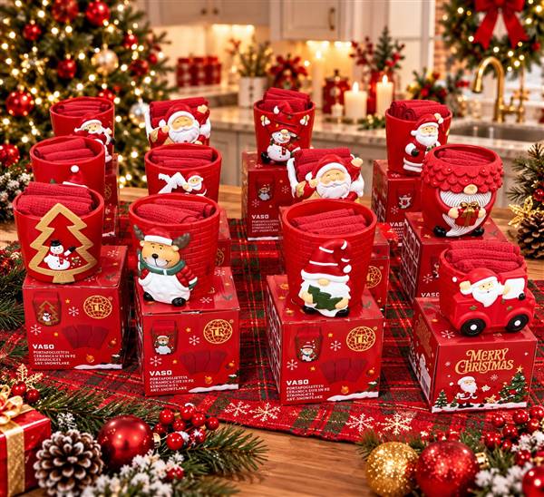 TR VASO CON 3 STROFINACCI NATALE 