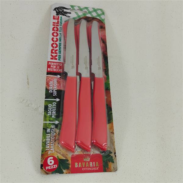 KROCODRILE COLTELLI TAVOLA 6PZ ROSSO 