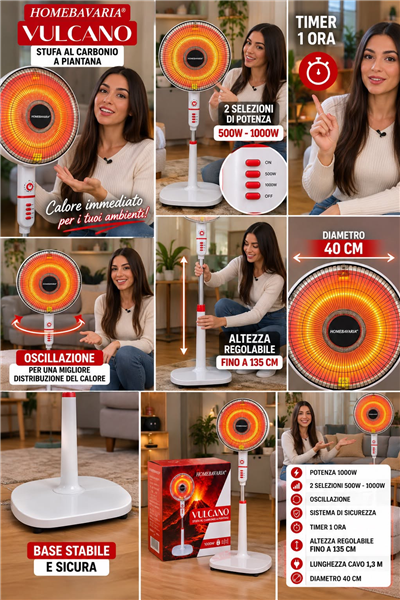 HOME BAVARIA STUFA A PARABOLA VULCANO 1000W