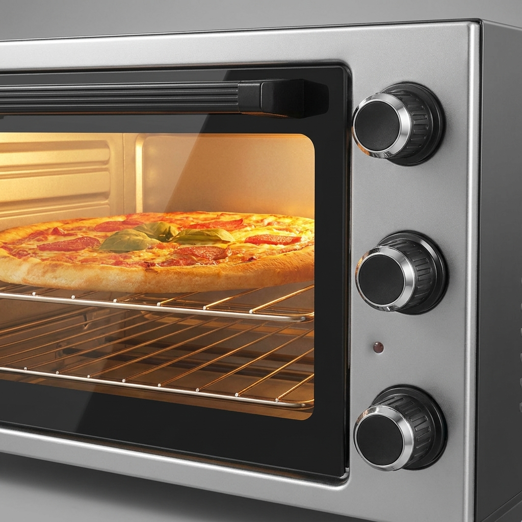 Dettaglio manopole e griglie interne del forno elettrico Kumtel