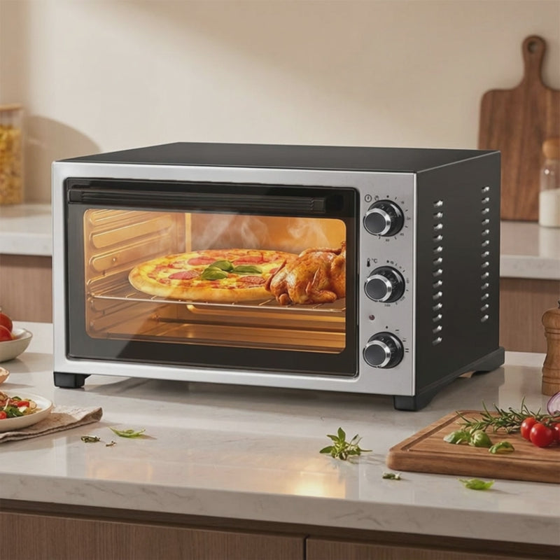 Video forno elettrico Kumtel 32L con pizza in cottura